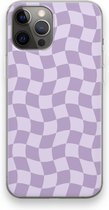 Case Company® - Hoesje geschikt voor iPhone 12 Pro Max hoesje - Grid Paars - Soft Cover Telefoonhoesje - Bescherming aan alle Kanten en Schermrand