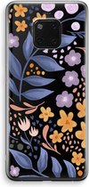 Case Company® - Hoesje geschikt voor Huawei Mate 20 Pro hoesje - Flowers with blue leaves - Soft Cover Telefoonhoesje - Bescherming aan alle Kanten en Schermrand