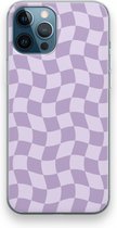 Case Company® - Hoesje geschikt voor iPhone 12 Pro hoesje - Grid Paars - Soft Cover Telefoonhoesje - Bescherming aan alle Kanten en Schermrand