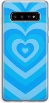 Case Company® - Hoesje geschikt voor Samsung Galaxy S10 Plus hoesje - Hart Blauw - Soft Cover Telefoonhoesje - Bescherming aan alle Kanten en Schermrand