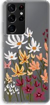 Case Company® - Hoesje geschikt voor Samsung Galaxy S21 Ultra hoesje - Painted wildflowers - Soft Cover Telefoonhoesje - Bescherming aan alle Kanten en Schermrand