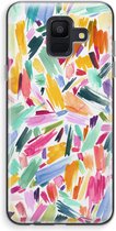 Case Company® - Hoesje geschikt voor Samsung Galaxy A6 (2018) hoesje - Watercolor Brushstrokes - Soft Cover Telefoonhoesje - Bescherming aan alle Kanten en Schermrand