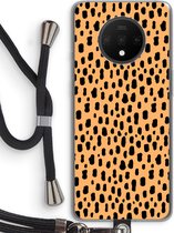 Case Company® - Hoesje met koord geschikt voor OnePlus 7T hoesje met Koord - Panter - Telefoonhoesje met Zwart Koord - Bescherming aan alle Kanten en Over de Schermrand