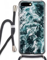 Case Company® - Hoesje met koord geschikt voor iPhone 8 Plus hoesje met Koord - Zee golf - Telefoonhoesje met Zwart Koord - Extra Bescherming aan alle Kanten en Over de Schermrand