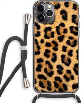 Case Company® - Hoesje met koord geschikt voor iPhone 11 Pro hoesje met Koord - Luipaard - Telefoonhoesje met Zwart Koord - Extra Bescherming aan alle Kanten en Over de Schermrand
