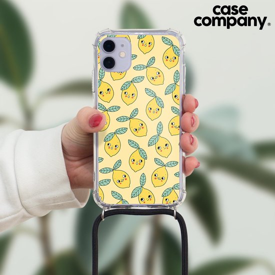 Case Company® - Coque pour iPhone 7 avec cordon - Citrons - Coque pour téléphone avec cordon Zwart - Protection Extra sur tous les côtés et sur le bord de l'écran