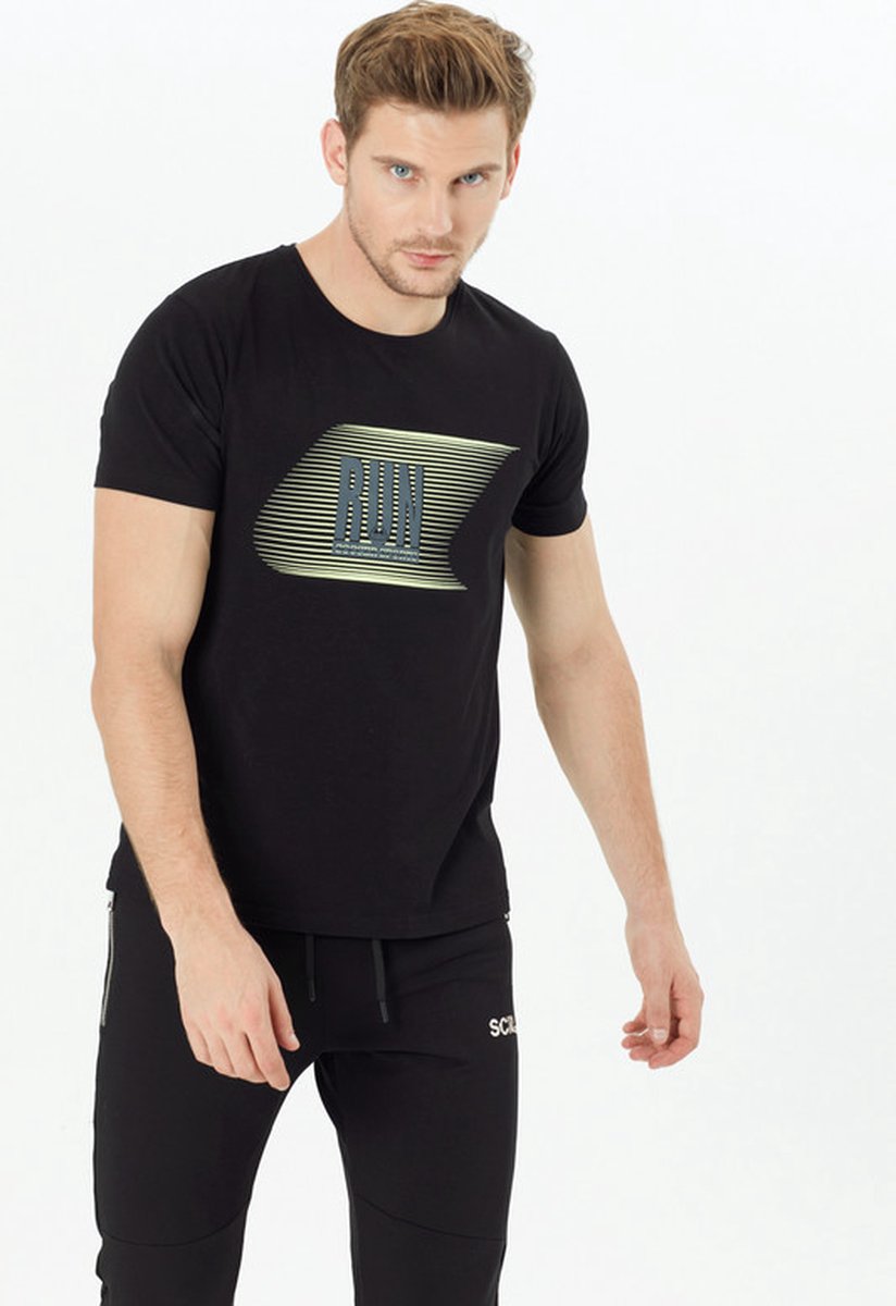 SCR. Elath T-shirt Heren - T-shirt met Print - 3D Print - Ronde Hals - Regular fit - Zwart