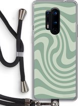 Case Company® - Hoesje met koord geschikt voor OnePlus 8 Pro hoesje met Koord - Swirl Groen - Telefoonhoesje met Zwart Koord - Bescherming aan alle Kanten en Over de Schermrand