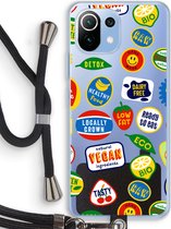 Case Company® - Hoesje met koord geschikt voor Xiaomi Mi 11 Lite hoesje met Koord - Fruitsticker - Telefoonhoesje met Zwart Koord - Bescherming aan alle Kanten en Over de Schermrand
