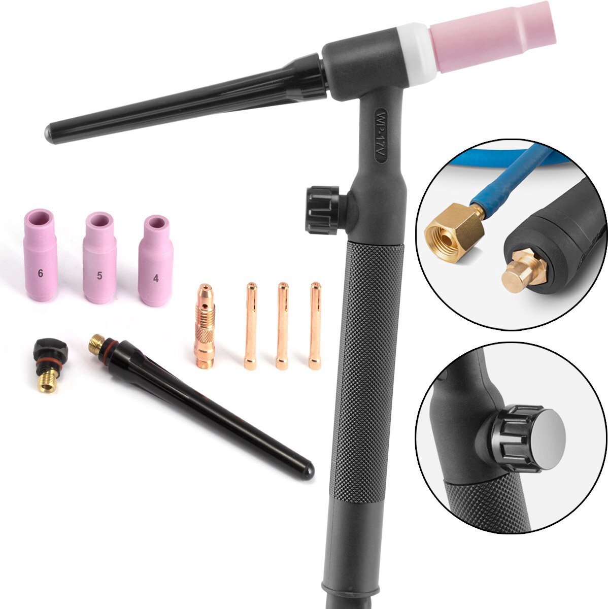 STAHLWERK WP-17V Universal Lift Tig Torch / Lastoorts tot 200 A met 4 m slangpakket en 9 mm doorn