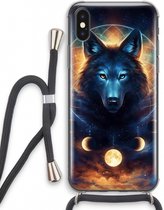 Case Company® - Hoesje met koord geschikt voor iPhone X hoesje met Koord - Wolf Dreamcatcher - Telefoonhoesje met Zwart Koord - Extra Bescherming aan alle Kanten en Over de Schermrand