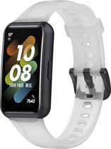 Siliconen Smartwatch bandje - Geschikt voor Huawei Band 7 siliconen bandje - transparant-wit - Strap-it Horlogeband / Polsband / Armband - Huawei band 7