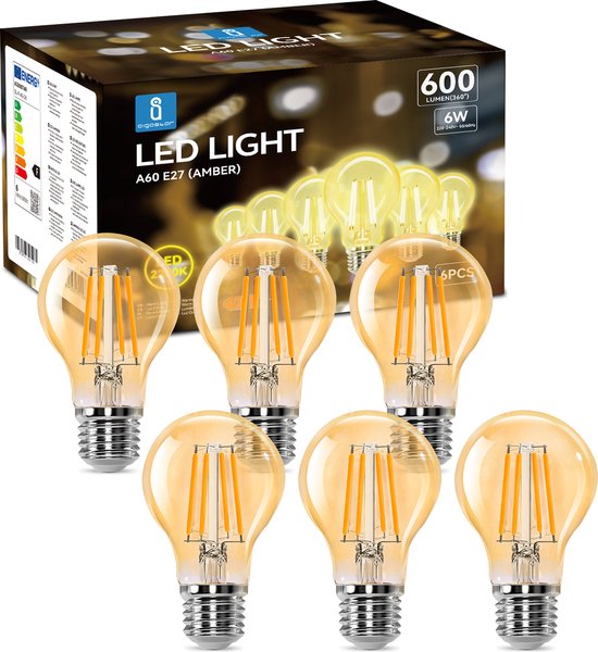 Aigostar - LED - Filament lamp - E27 - 6 stuks