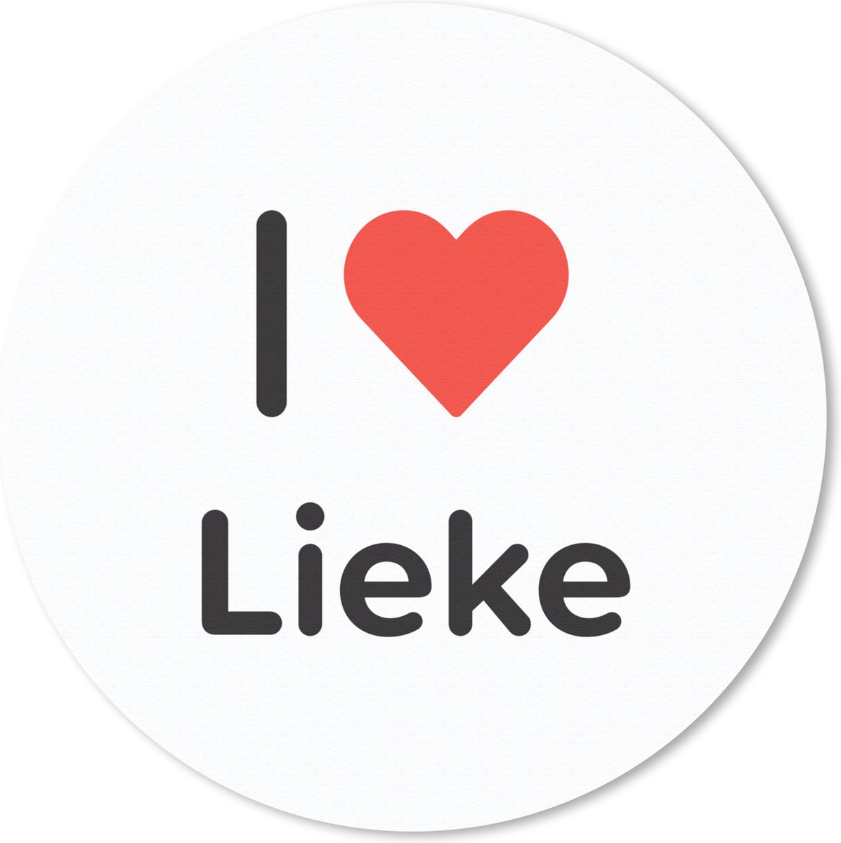 Muismat rond 20x20 cm - Mousepad I love - Lieke - Meisje - Ronde muismatten