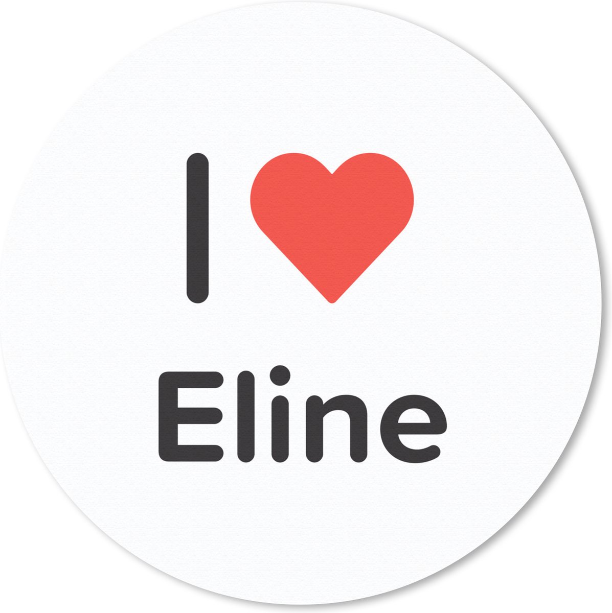 Muismat rond 20x20 cm - Mousepad I love - Eline - Meisje - Ronde muismatten
