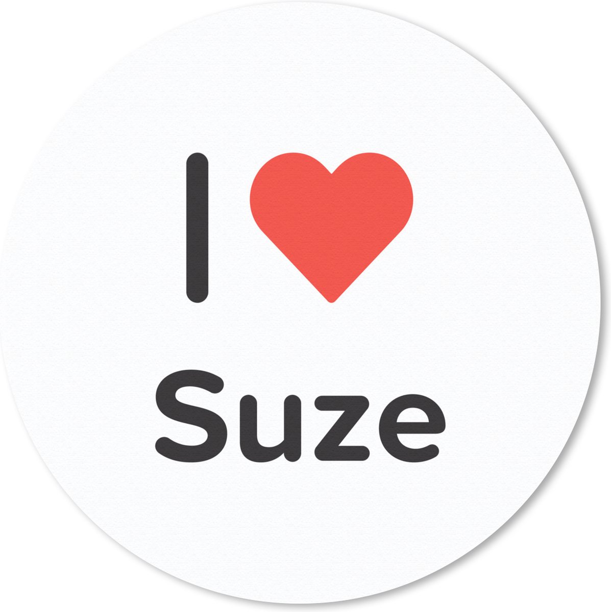 Muismat rond 40x40 cm - Mousepad I love - Suze - Meisje - Ronde muismatten