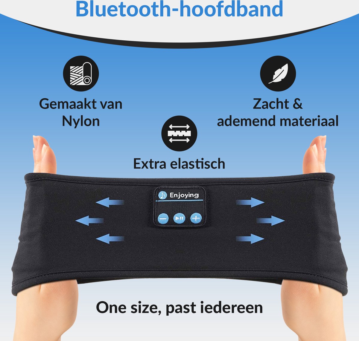 Malony Slaapmasker Bluetooth - Slaaptrainer - Hoofdband - Oogmasker - Oplaadbaar - Uitwasbaar - Zwart — afbeelding 6
