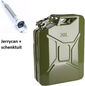 Dollux - Jerrycan - 20 liter - metaal - met flexibele schenktuit - geschikt voor brandstof