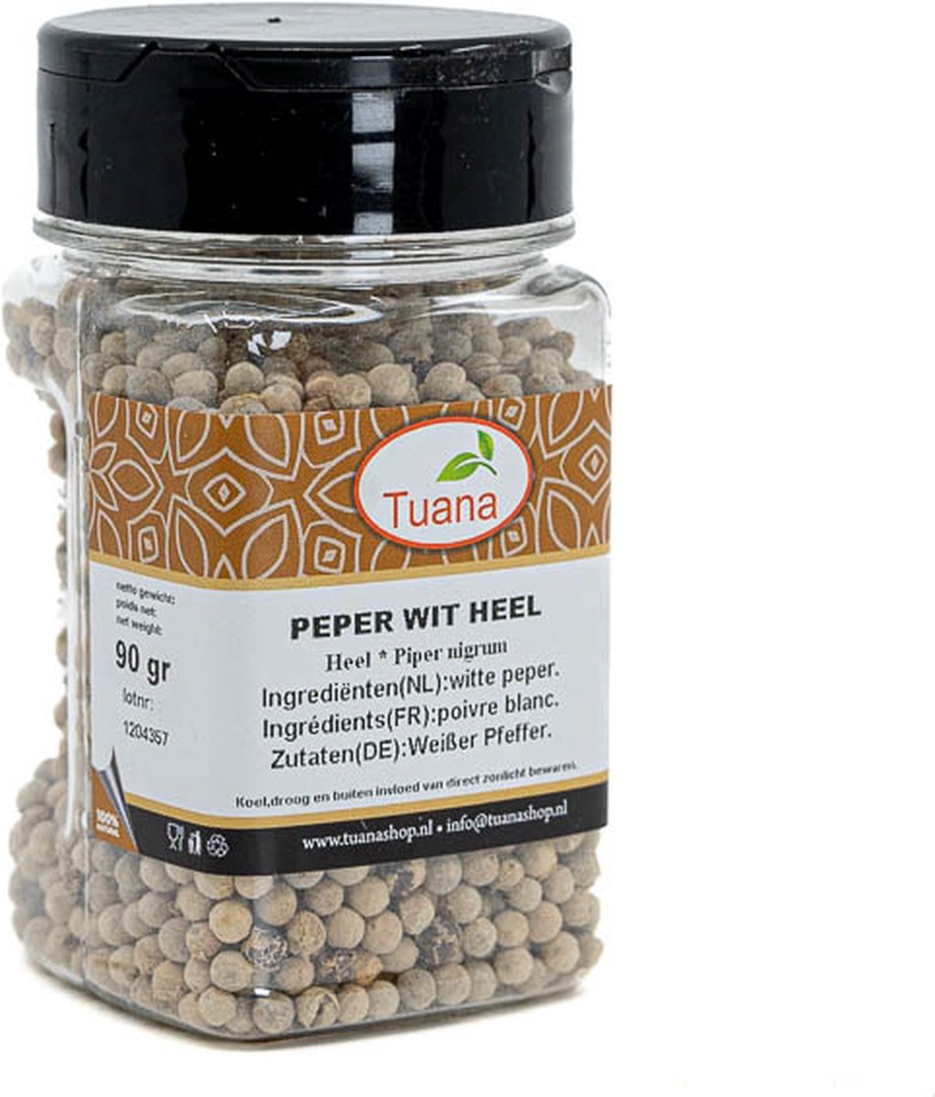 Goedkoopste Tuana Kruiden - Peper Wit Heel - Bakje 50 Gram - KP0208