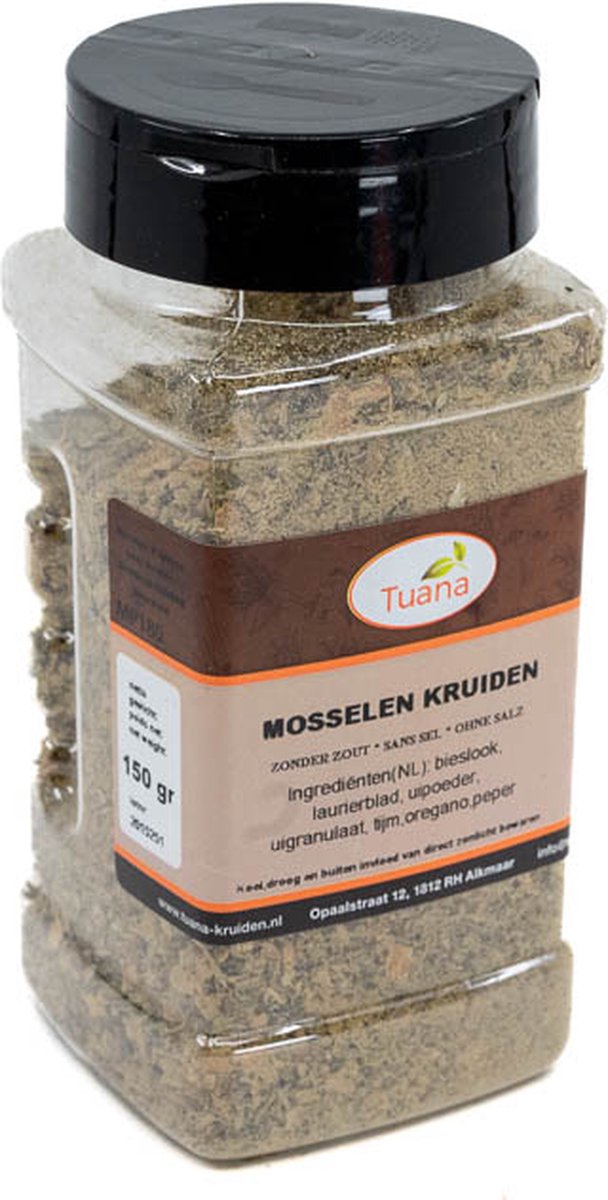 Goedkoopste Tuana Kruiden - Mossel Kruiden - Strooibus 150 Gram - Kruiden Zonder Zout - MP-M-0010