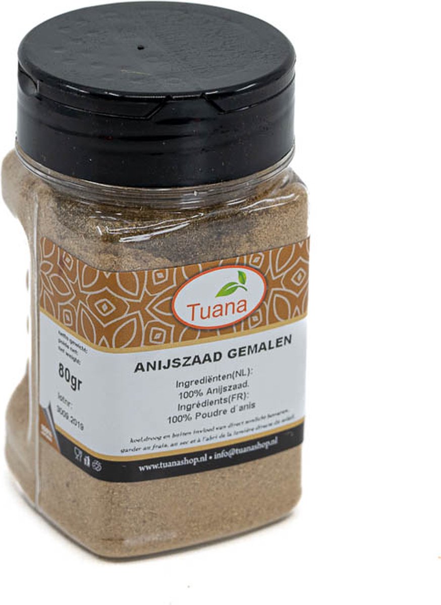 Tuana Kruiden - Anijszaad Gemalen - Bakje 50 Gram - Tuanashop - KP0011