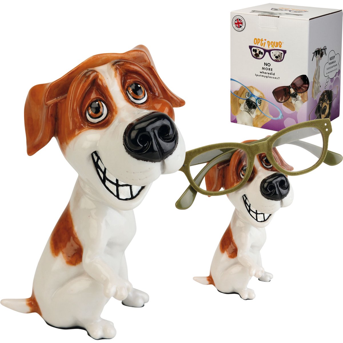 MadDeco - ludieke brillenstandaard Jack Russel pup - polystone - 13 cm hoog - onze kleine vriendjes - brillenhouder