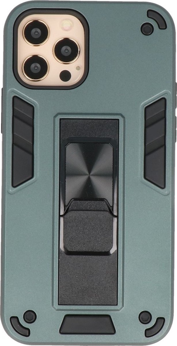 Hoesje Stand Hardcase Back Cover Color Groen geschikt voor Iphone 12 of voor 12 Pro