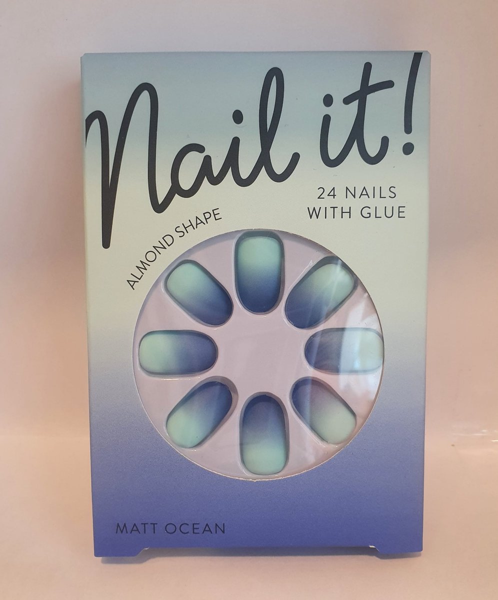 Nail It 24 Nails with Glue Almond Shape Matt Ocean