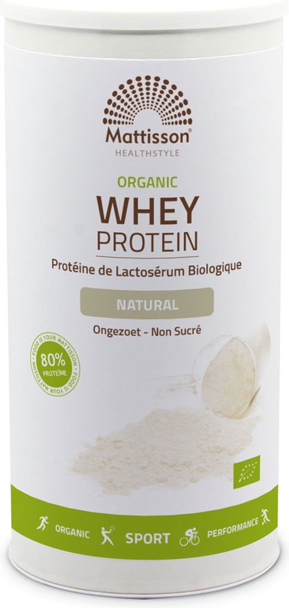 Goedkoopste Mattisson - Biologische Wei Eiwit Proteïne Poeder 80 - Naturel - 450 Gram
