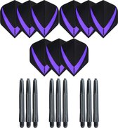 3 sets (9 stuks) Super Sterke – Paars - Vista-X – dart flights – inclusief 3 sets (9 stuks) - medium - dart shafts
