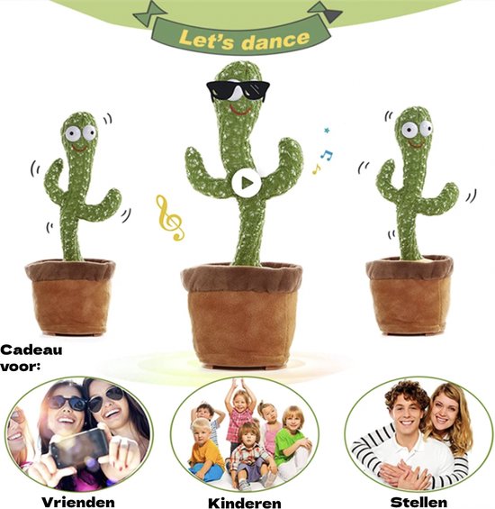 Dansende cactus - Dancing cactus - Cactus speelgoed - Pratende cactus - Napraat cactus - Speelgoed - Dansende cactus Nederlands - Knuffel - Interactieve knuffel