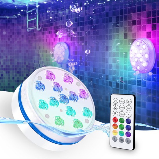 KENN® Zwembadverlichting 2.0 - Afstandsbediening - 13 LED's - Met Magneten & Zuignappen - Volledig Waterdicht - Vijververlichting - Onderwater Lichtshow - Vernieuwde Versie - Jacuzzi Verlichting - Underwater Lightshow - Onderwater Verlichting