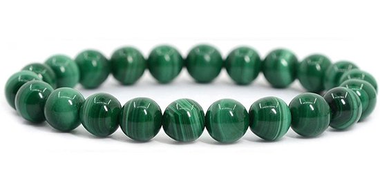 Bixorp Gems Premium Gemstone Bracelet Malachite - Bracelets de perles de Haute Qualité avec Malachite 100% Véritable - Perles de 8mm - Qualité AAA - 20cm