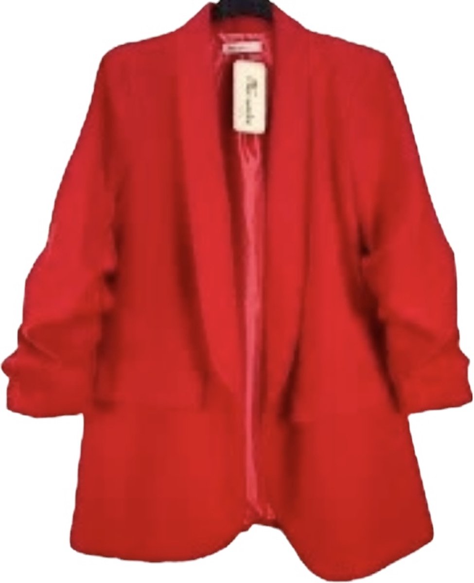 Blazer, rood, driekwart mouw, one size