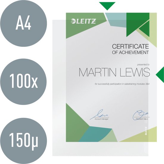 Certificaat van MERITE voor Martin Lewis, met groene en blauwe patronen en drie cirkels met A4, 100x, 150μ.