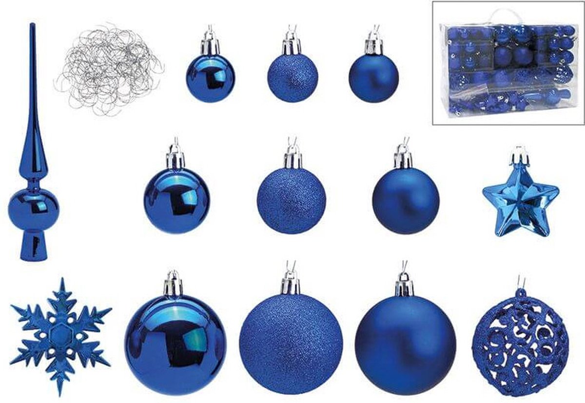 Monet Strippen Numeriek Kerstballen - 111 stuks - blauw - kunststof - 3-4-6 cm | bol.com