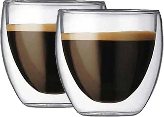 Krumble dubbelwandig Espressoglas - Set van 2 - Koffie glas - Espresso kop - Koffie kopjes - Koffie beker - 80 ml
