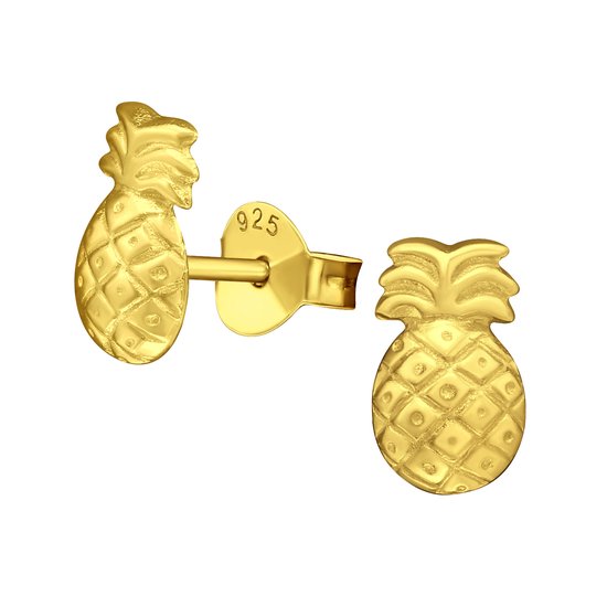 Montebello Oorbellen Pineapple Gold - 925 Zilver Verguld - Ananas - 5x9mm