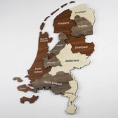 Colorfullworlds - Houten Nederland Kaart - Muurdecoratie - Houten Wanddecoratie - Landkaart - Housewarming Cadeau - Wall Art - Verjaardag Cadeau - 60x50 cm