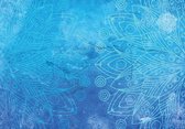 Fotobehangkoning - Blauwe Mandala - Vliesbehang - 152,5 x 104 cm