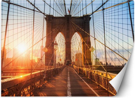 Afbeelding van het spel Trend24 - Behang - Brooklyn Bridge - Vliesbehang - Fotobehang - Behang Woonkamer - 100x70x2 cm - Incl. behanglijm