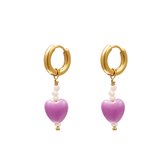 Colourful heart earrings- lila- hart