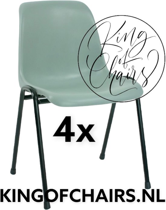 King of Chairs -set van 4- model KoC Daniëlle lichtgrijs met zwart onderstel. Stapelstoel kantinestoel kuipstoel vergaderstoel tuinstoel kantine stoel stapel stoel kantinestoelen stapelstoelen kuipstoelen De Valk 3360 keukenstoel eetkamerstoel