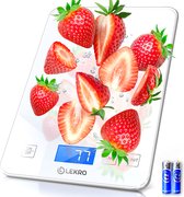 Lekro Digitale Precisie Keukenweegschaal – Weegschaal Keuken - 1gr tot 15kg – Tarra Functie - Wit