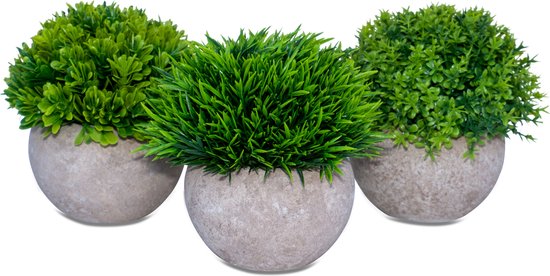 Kunstplanten voor binnen - Set van 3 stuks - Nep planten in pot - 15x12 cm  - Decoratie | bol