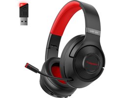 foto van Fuegobird UG-01 2.4GHz Draadloze Gaming Headset - RGB - Bluetooth koptelefoon - Multiplatform - Geschikt voor PS4/PS5, Nintendo Switch - Zwart Rood