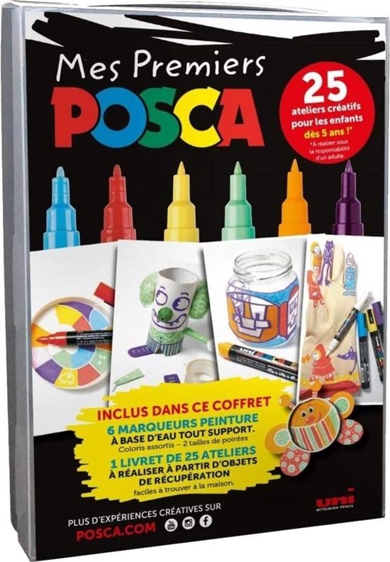 Premiers couteaux Posca - set de 6 couleurs - livret d'inspiration inclus