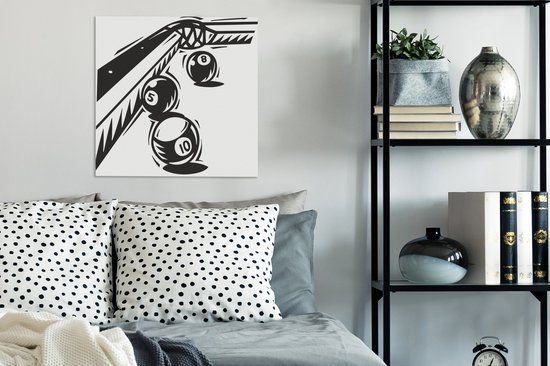 Une illustration de trois boules sur la table de billard sur toile 50x50 cm - Tirage photo sur toile (Décoration murale salon / chambre)