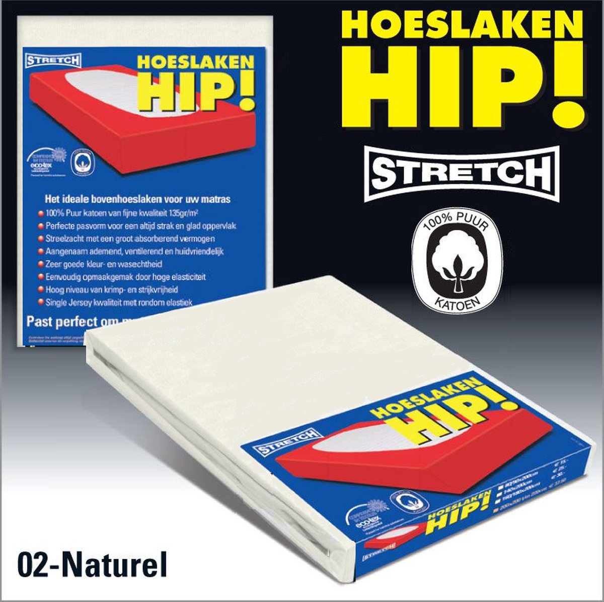 Hip! | 100% katoenen Jersey hoeslaken tot 30cm | Perfecte pasvorm | Stretch | Creme 80/90x200 cm 1persoons