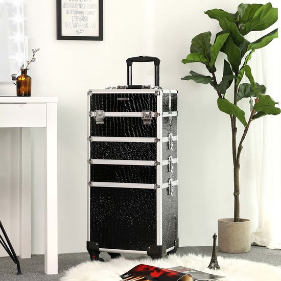 Songmics trolley make-up cosmeticakoffer aluminium kapperskoffer - Mode accessoires kopen? | Korting tot 39